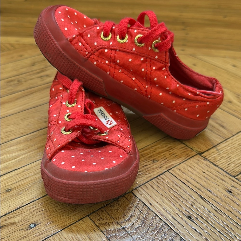 Superga Kids Red Polka Dot Sneakers - EU 24 US 8